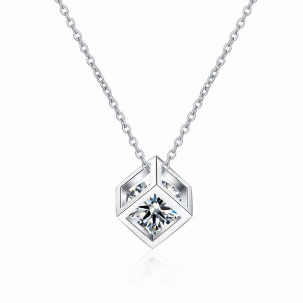 Moissanite Cube Pendant