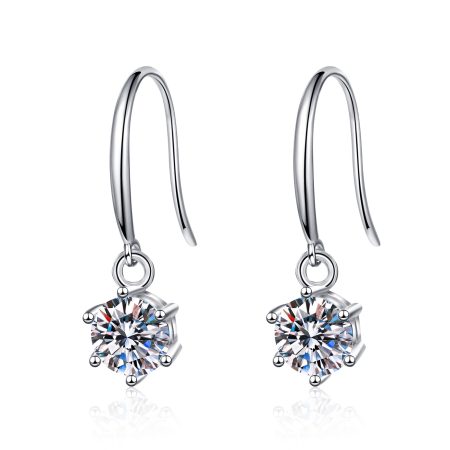 6 Prong Moissanite Hook Earring