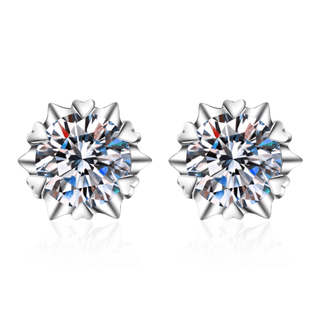 Double Prong Basket Moissanite Stud Earring