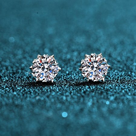 Double Prong Basket Moissanite Stud Earring