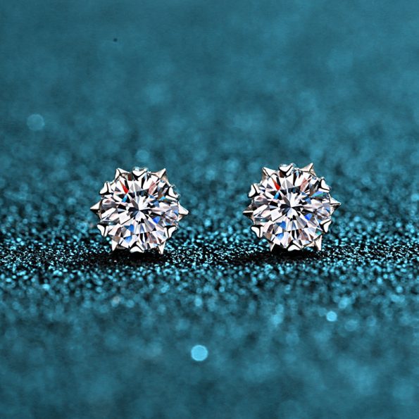 Double Prong Basket Moissanite Stud Earring