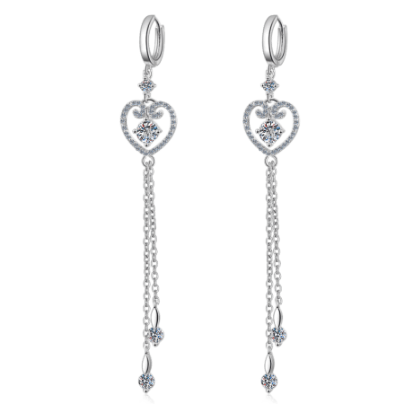 Moissanite Silver Tassle Earring