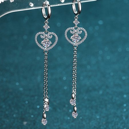 Moissanite Silver Tassle Earring