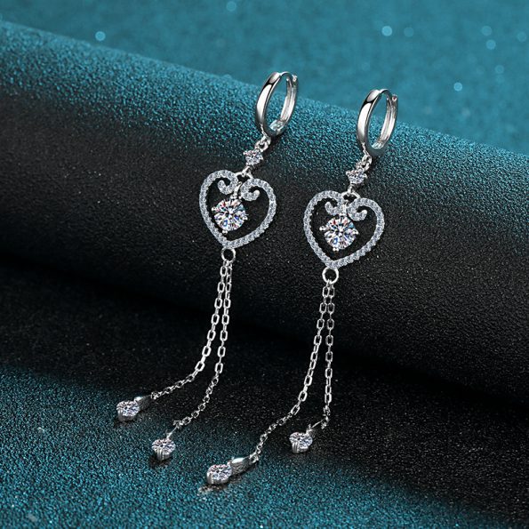 Moissanite Silver Tassle Earring