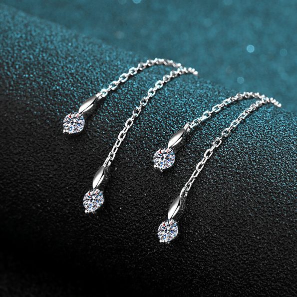 Moissanite Silver Tassle Earring