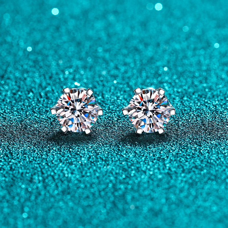 Six prong hotsell diamond stud earrings