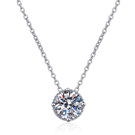 4 Prong Round Moissanite Pendant