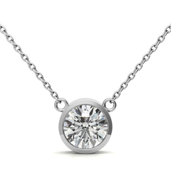 Round Moissanite Bezel Pendant