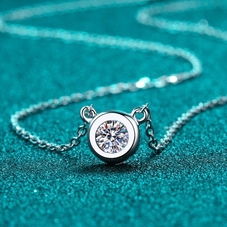 Round Moissanite Bezel Pendant