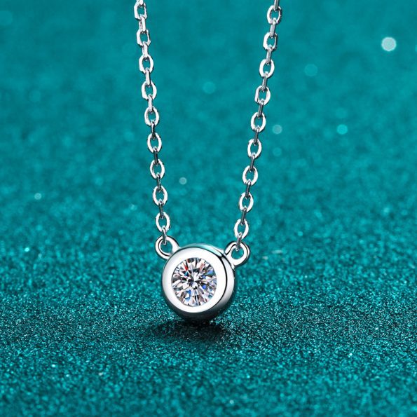 Round Moissanite Bezel Pendant