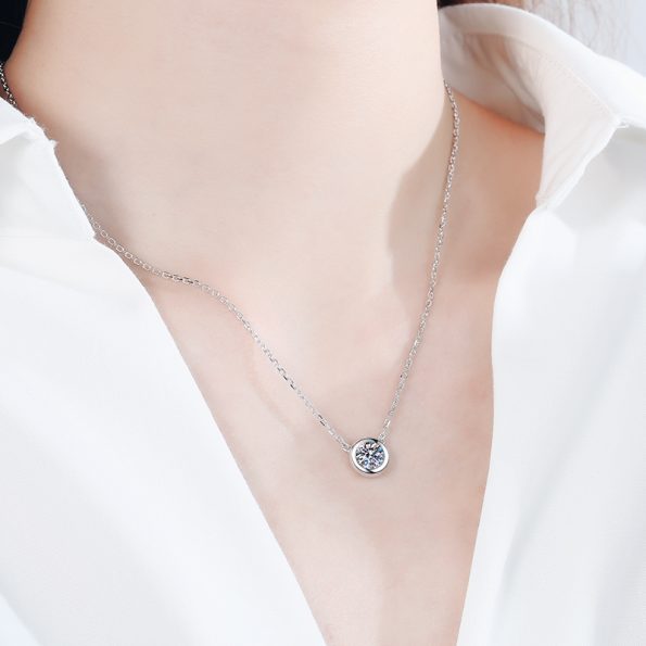 Round Moissanite Bezel Pendant