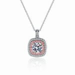 1 Carat Round Halo Moissanite Pendant