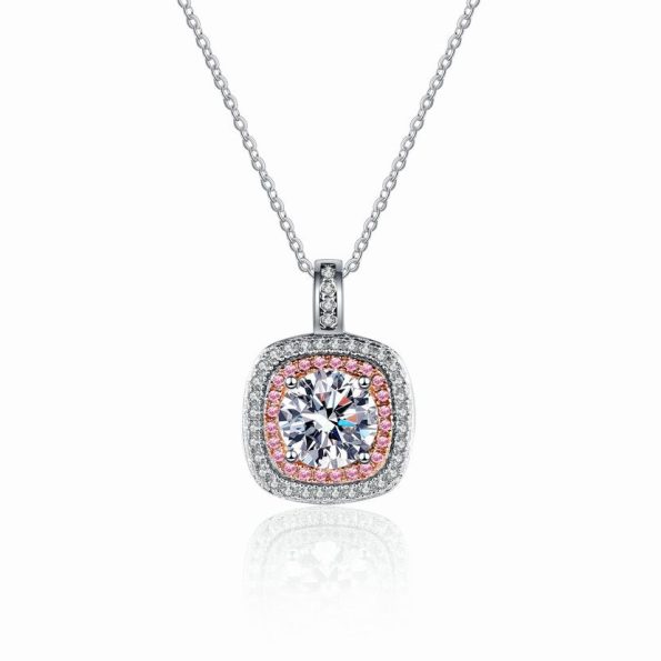 1 Carat Round Halo Moissanite Pendant