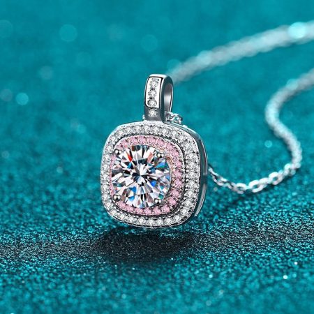 1 Carat Round Halo Moissanite Pendant