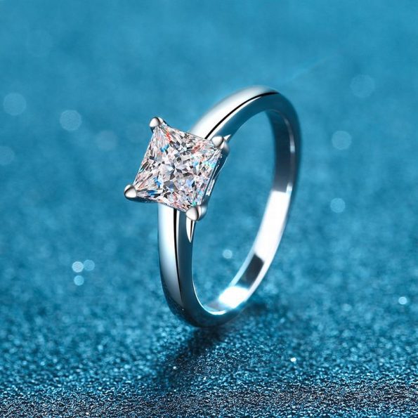 4 Prong Princess Moissanite Engagement Ring