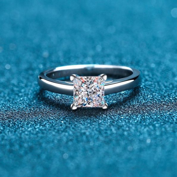 4 Prong Princess Moissanite Engagement Ring