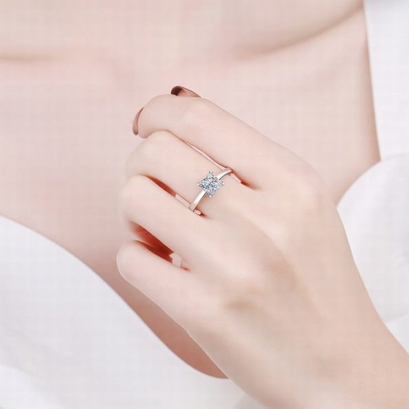4 Prong Princess Moissanite Engagement Ring