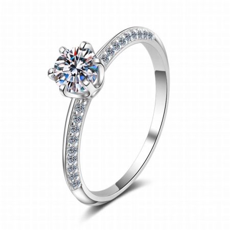 6 Prong Pave Moissanite Ring