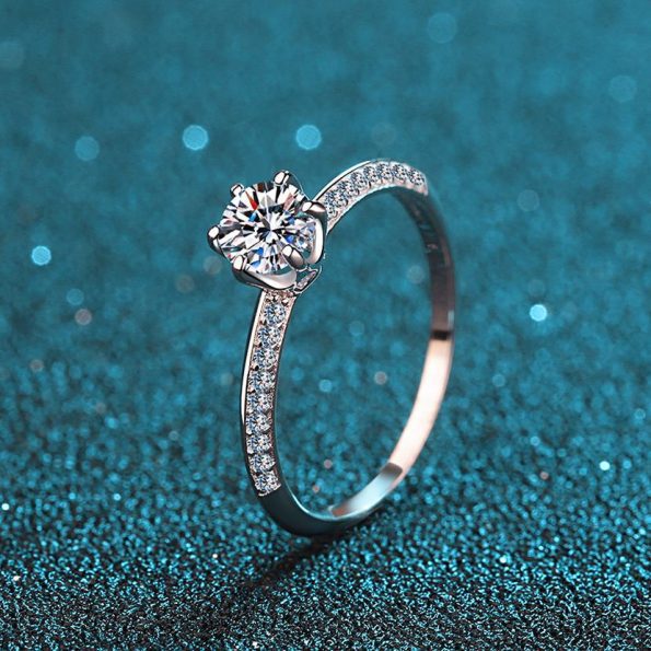 6 Prong Pave Moissanite Ring