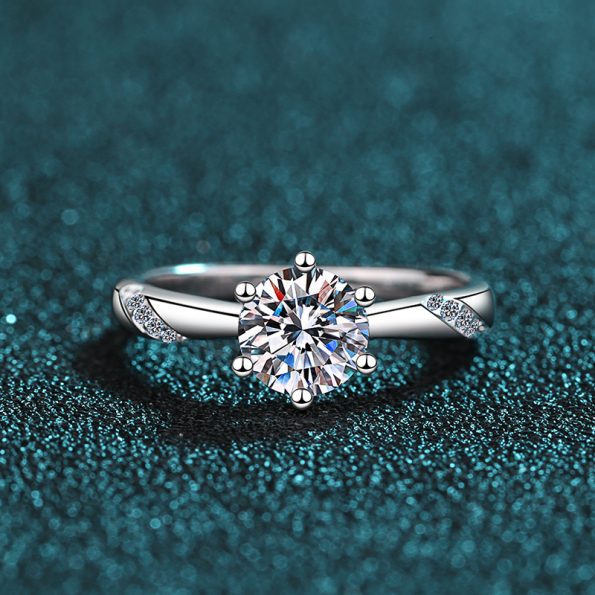 6 Prog Solitaire Moissanite Ring