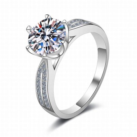 6 Prong Split Shank Moissanite Ring