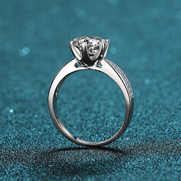 6 Prong Split Shank Moissanite Ring