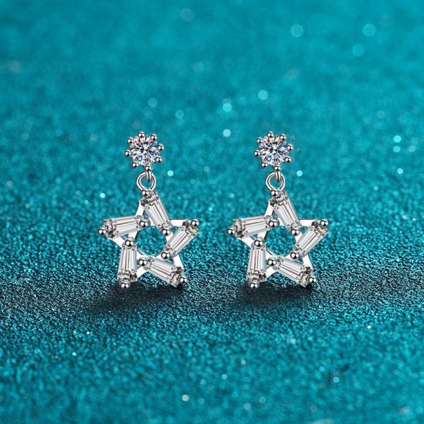 Baguette Moissanite Stud Earrings