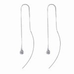 Bezel Moissanite Threader Earrings