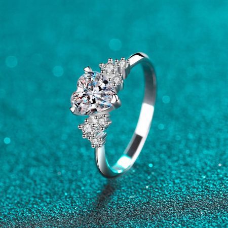 Cluster Heart Moissanite Ring