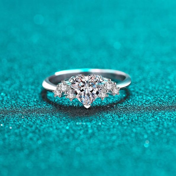 Cluster Heart Moissanite Ring