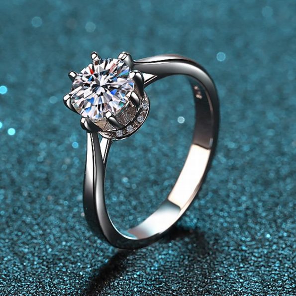 Crown Moissanite Engagement Ring