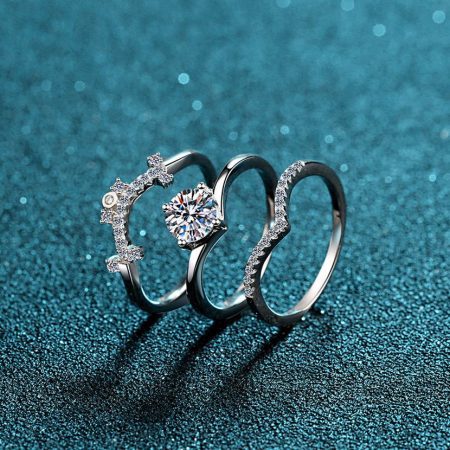 Crown Moissanite Stacking Rings