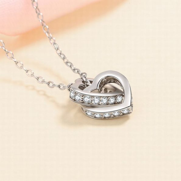 Double Heart Moissanite Necklace