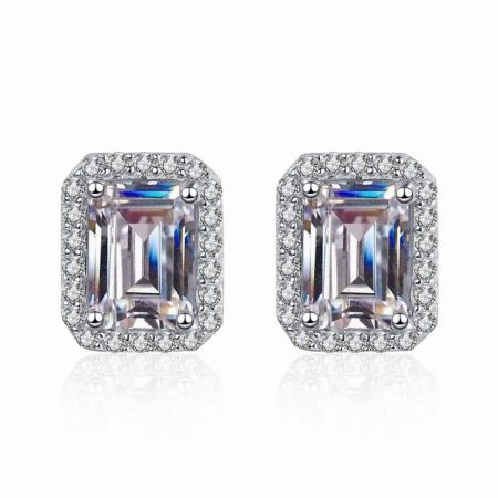 Emerald Moissanite Stud Earring