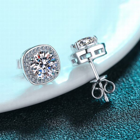 Halo Moissanite Earrings