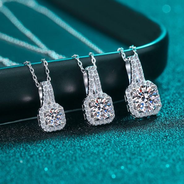 Halo Round Moissanite Pendant