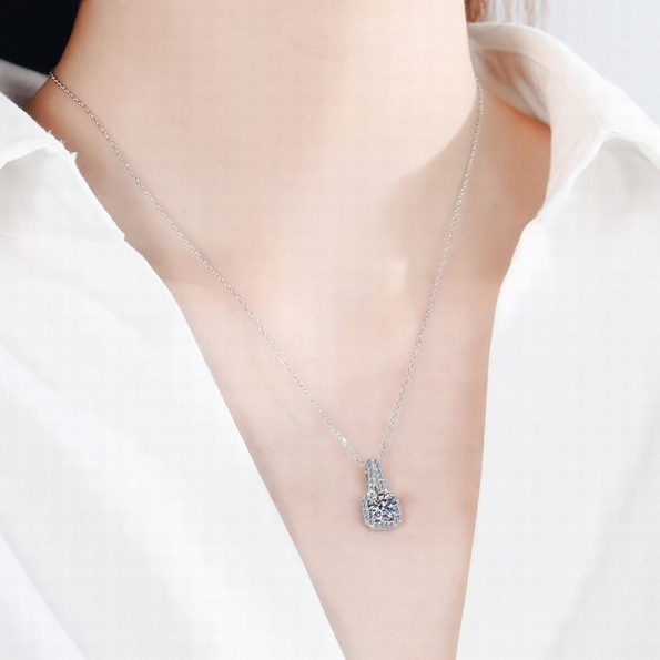 Halo Round Moissanite Pendant