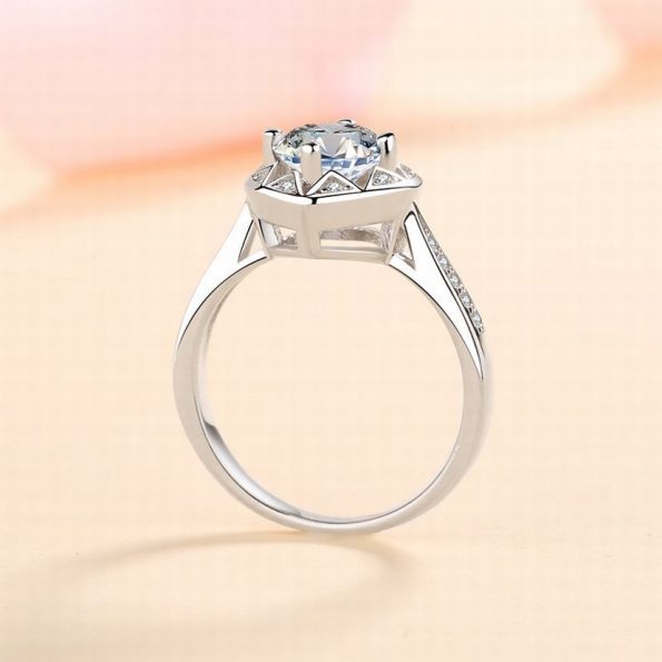 Heart Halo Moissanite Cathedral Engagement Ring