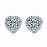 Pave Heart Moissanite Stud Earrings