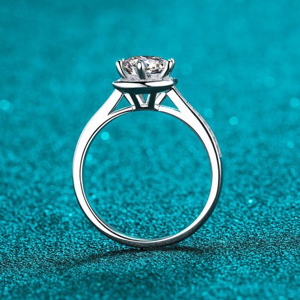 Pave Hexagon Moissanite Ring