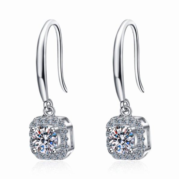 Pave Moissanite Hook Earring