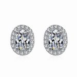 Pave Oval Moissanite Stud Earrings