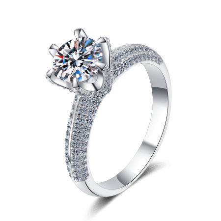 Pave Prong Moissanite Ring