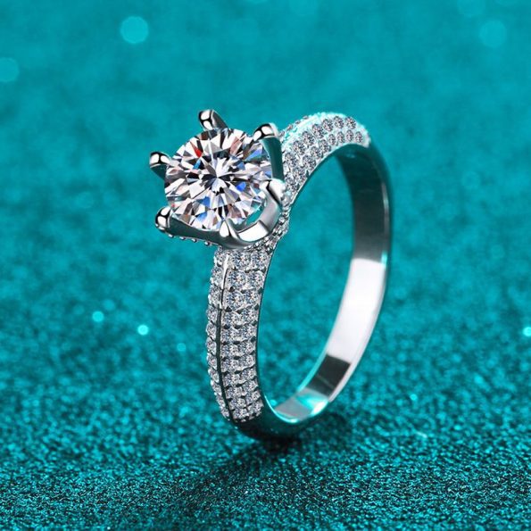 Pave Prong Moissanite Ring