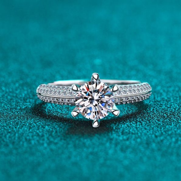 Pave Prong Moissanite Ring