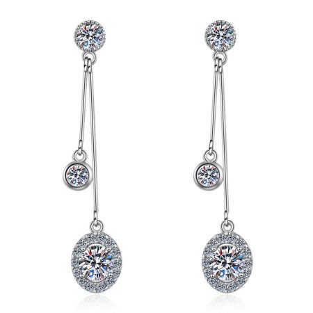 Pave Round Drop Earrings