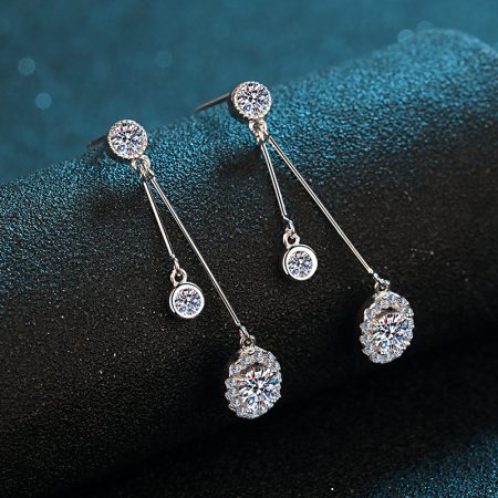 Pave Round Drop Earrings