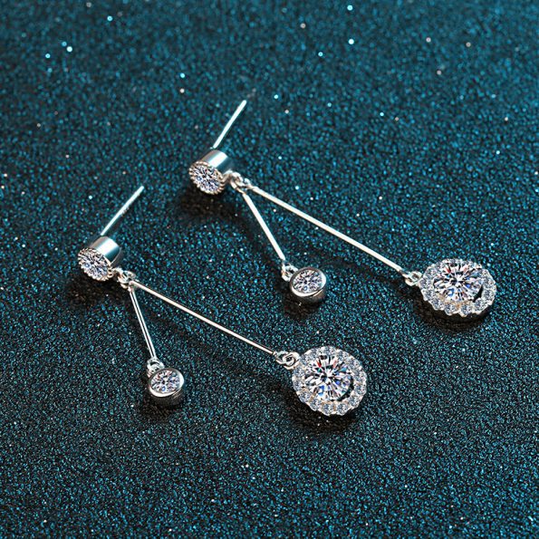 Pave Round Drop Earrings
