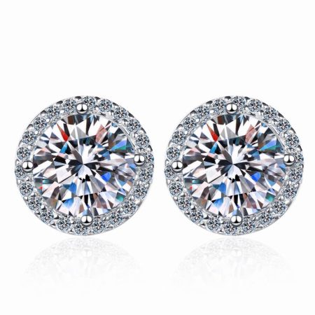 Pave Round Moissanite Earring