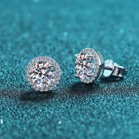 Pave Round Moissanite Earring